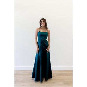 WTOO Alexandria. Azure Tide. Satin Aline Scoop Neck Formal Dress. Bridesmaid. 22